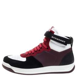 Burberry Multicolor Suede and Leather Dennis High Top Sneakers Size 41