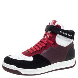 Burberry Multicolor Suede and Leather Dennis High Top Sneakers Size 41