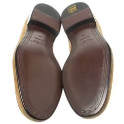 Pre Owned Burberry Brown Suede Leather Solway Chain Detail Slip On Loafers Size 41.5