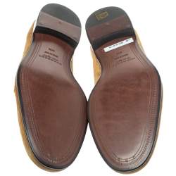 Burberry Brown Suede Leather Solway Chain Detail Slip On Loafers Size 44.5