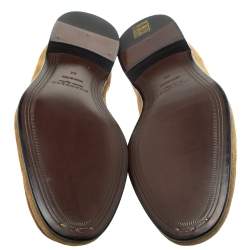 Burberry Brown Suede Leather Solway Chain Detail Slip On Loafers Size 44