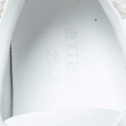 Pre Owned Burberry White Perforated Leather Bert Low Top Sneakers Size 41.5