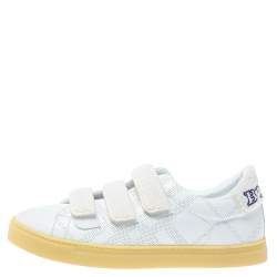 Pre Owned Burberry White Perforated Leather Bert Low Top Sneakers Size 41.5