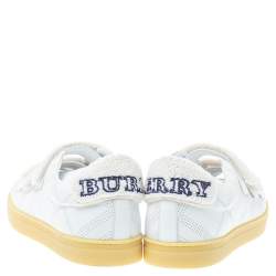Pre Owned Burberry White Perforated Leather Bert Low Top Sneakers Size 41.5