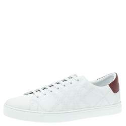 Burberry White Perforated Leather Albert Low Top Sneakers Size 44