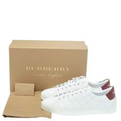 Burberry White Perforated Leather Albert Low Top Sneakers Size 44