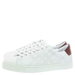 Burberry White Perforated Leather Albert Low Top Sneakers Size 44