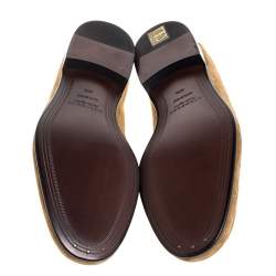 Pre Owned حذاء لوفرز بربري سليب أون تفاصيل سلسلة سلسلة سولواي جلد سويدي بني مقاس 42.5