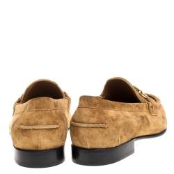 Pre Owned حذاء لوفرز بربري سليب أون تفاصيل سلسلة سلسلة سولواي جلد سويدي بني مقاس 42.5