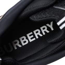 Burberry Black Mesh And Leopard Print Satin Arthur Low Top Sneakers Size 43