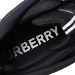 Burberry Black Mesh And Leopard Print Satin Arthur Low Top Sneakers Size 44