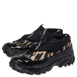 Burberry Black Mesh And Leopard Print Satin Arthur Low Top Sneakers Size 44