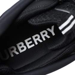 Burberry Black Mesh And Leopard Print Satin Arthur Low Top Sneakers Size 43.5