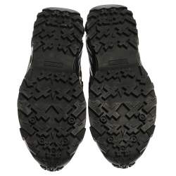 Burberry Black Mesh And Leopard Print Satin Arthur Low Top Sneakers Size 45