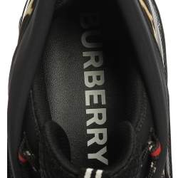 Burberry Black Mesh And Leopard Print Satin Arthur Low Top Sneakers Size 45