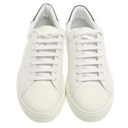 Burberry White Leather Albert Perforated Check Low Top Sneakers Size 45
