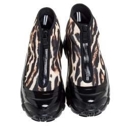 Burberry Black Mesh And Leopard Print Satin Arthur Low Top Sneakers Size 42.5