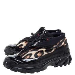 Burberry Black Mesh And Leopard Print Satin Arthur Low Top Sneakers Size 42.5