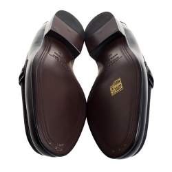 Burberry Black Leather Solway Chain Detail Slip On Loafers Size 41