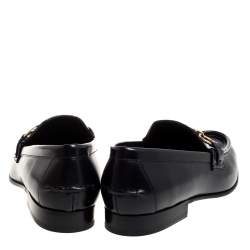 Burberry Black Leather Solway Chain Detail Slip On Loafers Size 41