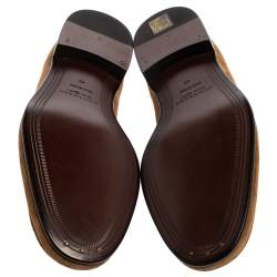 Burberry Brown Suede Leather Solway Chain Detail Slip On Loafers Size 43