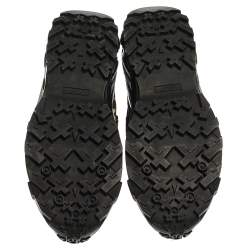 Burberry Black Mesh And Leopard Print Satin Arthur Low Top Sneakers Size 41.5