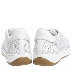 Burberry White/Grey Perforated Leather Timsbury Low Top Sneakers Size 45.5