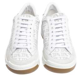 Burberry White/Grey Perforated Leather Timsbury Low Top Sneakers Size 45.5