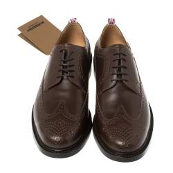 Pre Owned حذاء أوكسفورد بربري "ارندال" جلد بروغي بني مقاس 44