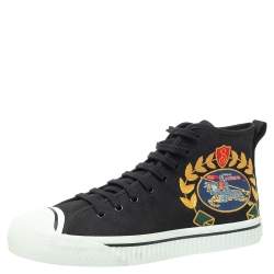 Burberry Black Canvas Kingly Big C High Top Sneakers Size 45