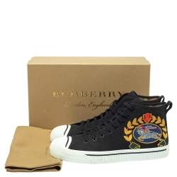 Burberry Black Canvas Kingly Big C High Top Sneakers Size 45