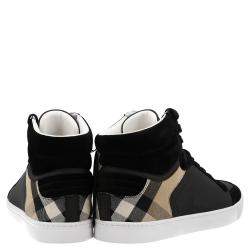 Burberry Black House-check Leather and Suede Reeth Trainers Size EU 43.5