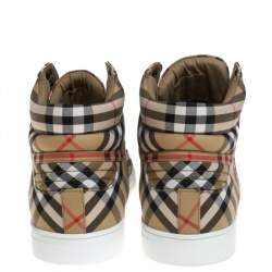 Burberry Beige Signature Check Canvas Reeth High Top Sneakers Size 44