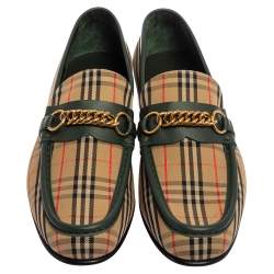 Burberry Multicolor Nova Check Canvas And Leather Moorley Runway Loafers Size 45