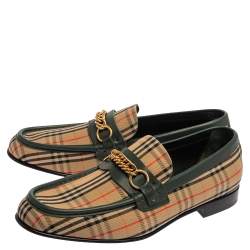 Burberry Multicolor Nova Check Canvas And Leather Moorley Runway Loafers Size 45
