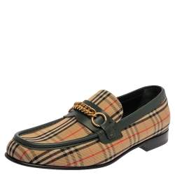 Burberry Multicolor Nova Check Canvas And Leather Moorley Runway Loafers Size 45
