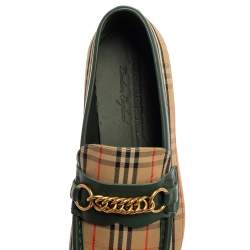 Burberry Multicolor Nova Check Canvas And Leather Moorley Runway Loafers Size 45
