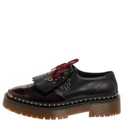 مملوكة مسبقًا Burberry Two Tone Brogue Leather Bissett Fringe Detail Lace Up Platform Derby Size 41