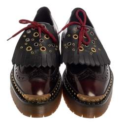 مملوكة مسبقًا Burberry Two Tone Brogue Leather Bissett Fringe Detail Lace Up Platform Derby Size 41