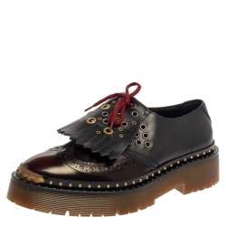 مملوكة مسبقًا Burberry Two Tone Brogue Leather Bissett Fringe Detail Lace Up Platform Derby Size 41