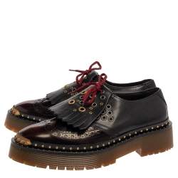 مملوكة مسبقًا Burberry Two Tone Brogue Leather Bissett Fringe Detail Lace Up Platform Derby Size 41