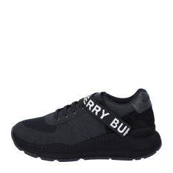 Burberry Black Logo Detail Leather, Nubuck and Mesh Sneakers Size EU 40