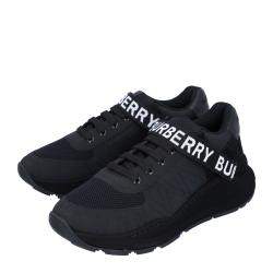 Burberry Black Logo Detail Leather, Nubuck and Mesh Sneakers Size EU 40