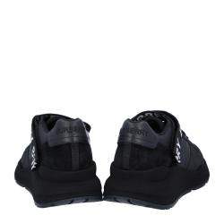 Burberry Black Logo Detail Leather, Nubuck and Mesh Sneakers Size EU 40