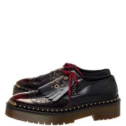 Pre Owned Burberry Two Tone Brogue Leather Bissett Fringe Lace Up Derby Size 41