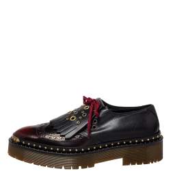 Pre Owned Burberry Two Tone Brogue Leather Bissett Fringe Lace Up Derby Size 41