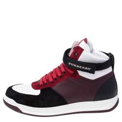 Burberry Multicolor Leather and Suede Dennis High Top Sneakers Size 42