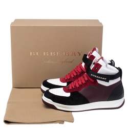 Burberry Multicolor Leather and Suede Dennis High Top Sneakers Size 42