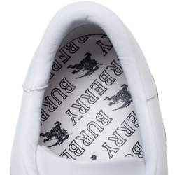 Pre Owned Burberry White Knight Embroidered Leather Timsbury Sneakers Size 45