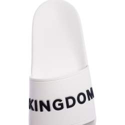 Burberry White Rubber Kingdom Motif Slip On Slides Size 38